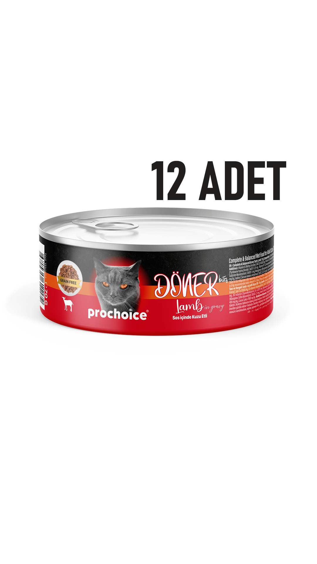 Prochoice Döner Lamb, Sos İçinde Kuzu Etli Tam & Dengeli Yetişkin Kedi Maması 70gr