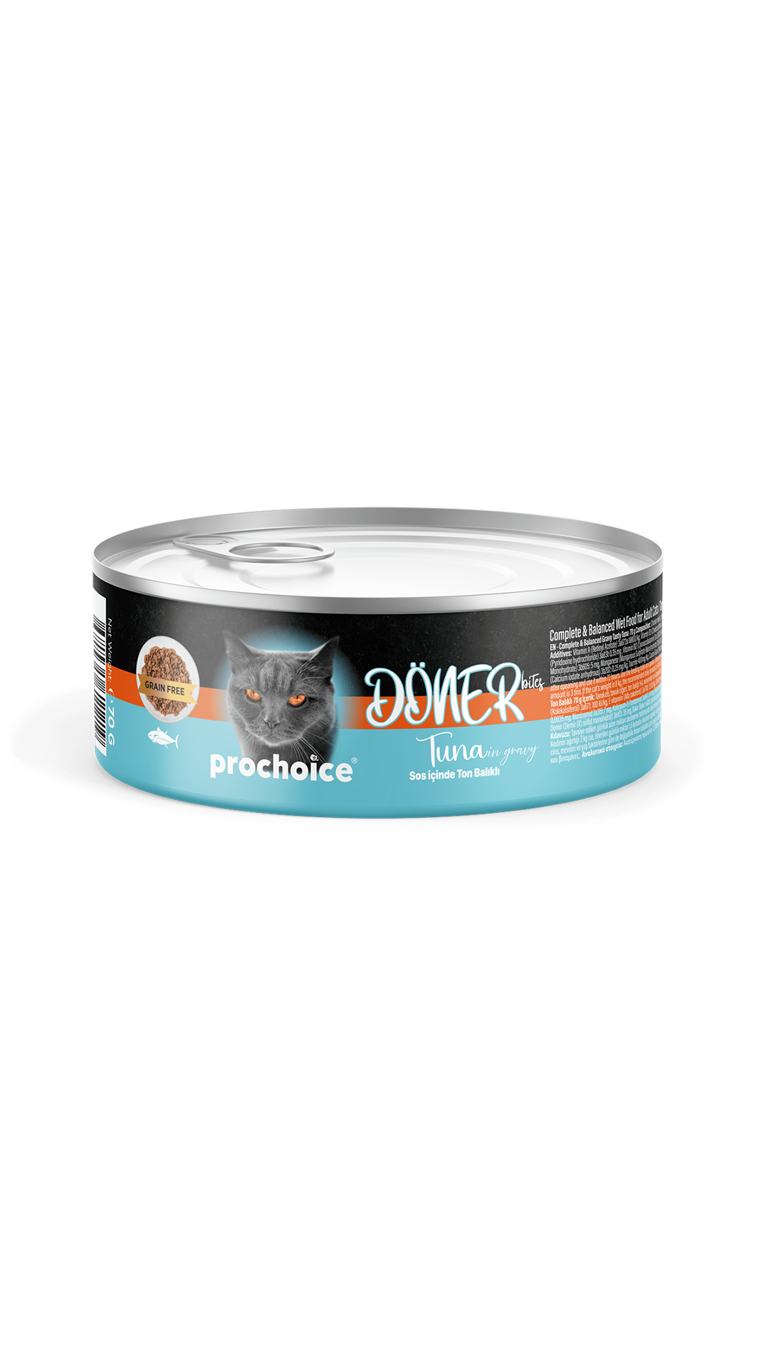 Prochoice Döner Tuna, Sos İçinde Ton Balıklı Tam & Dengeli Yetişkin Kedi Maması 70 gr