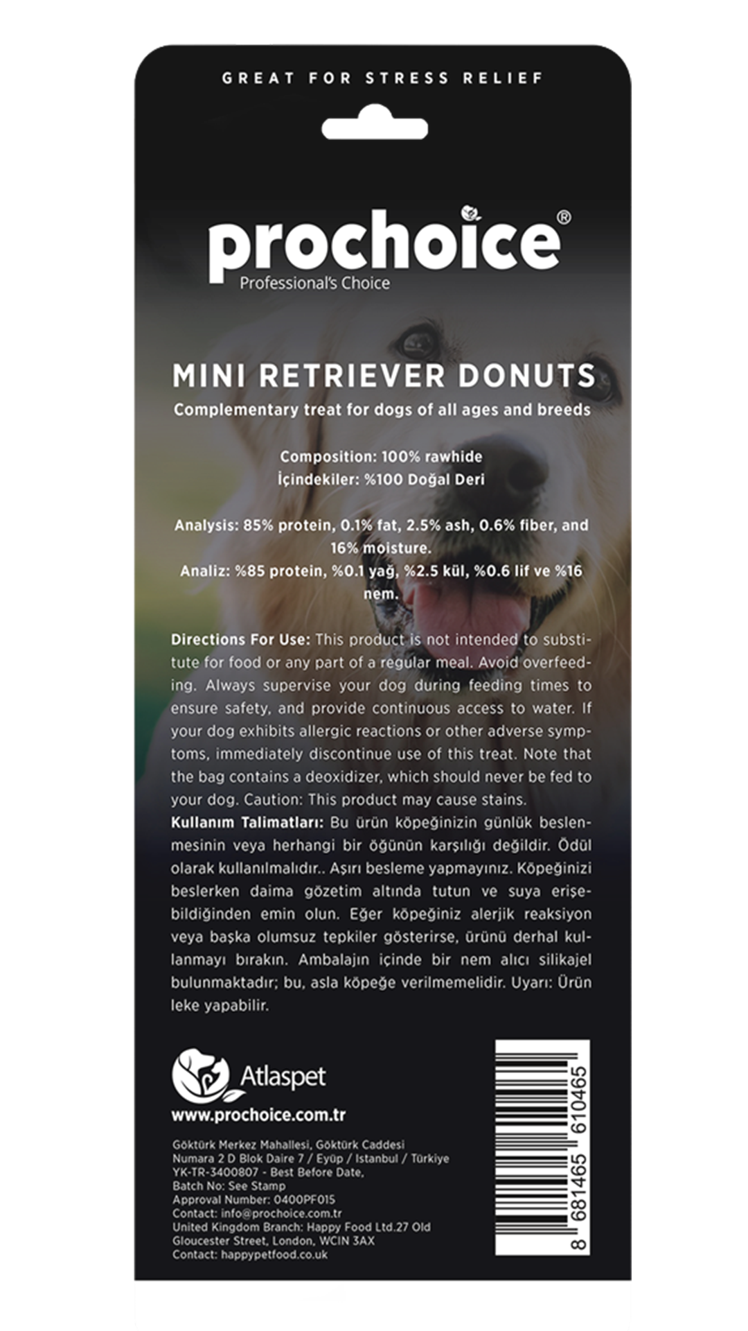 ProChoice Köpekler İçin Tahılsız Donut Köpek Ödül Kemiği 9cm (3'lü)