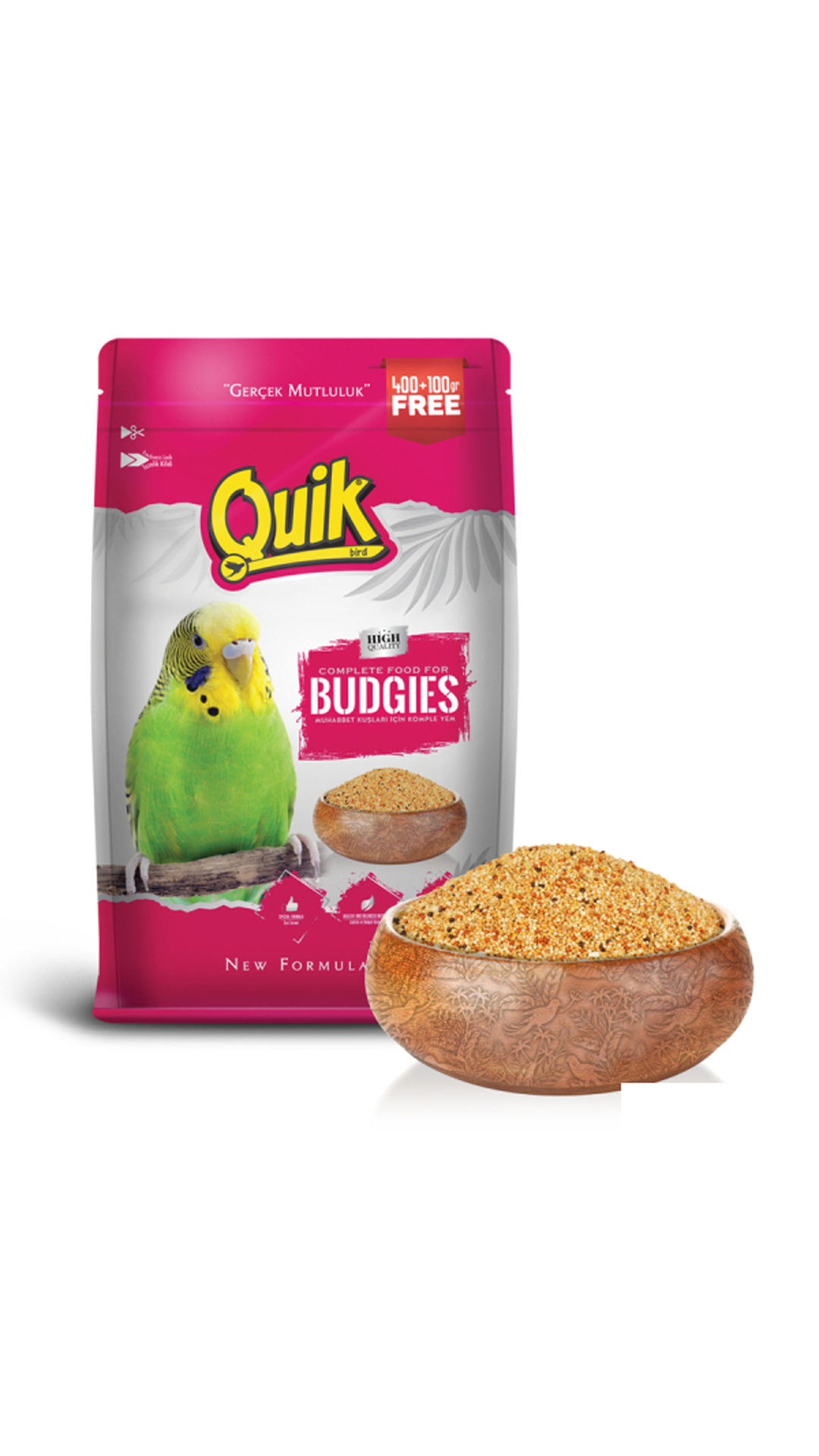 Quik Muhabbet Kuşu Yemi 400gr + 100gr HEDİYE!