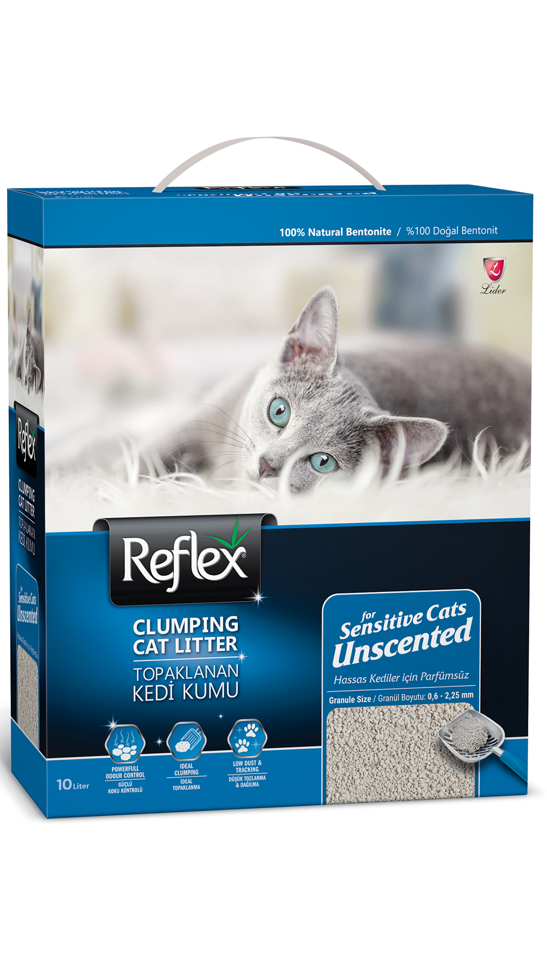 Reflex Hassas Kediler İçin Kokusuz Süper Hızlı Topaklanan Kedi Kumu 10 Lt