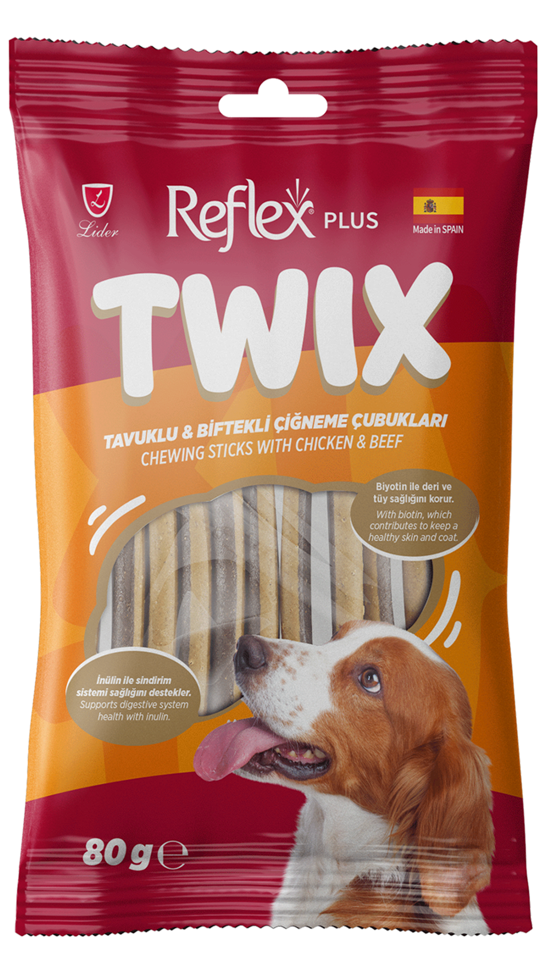 REFLEX PLUS CHICKEN & BEEF ADULT DOG TREAT 80 GR
