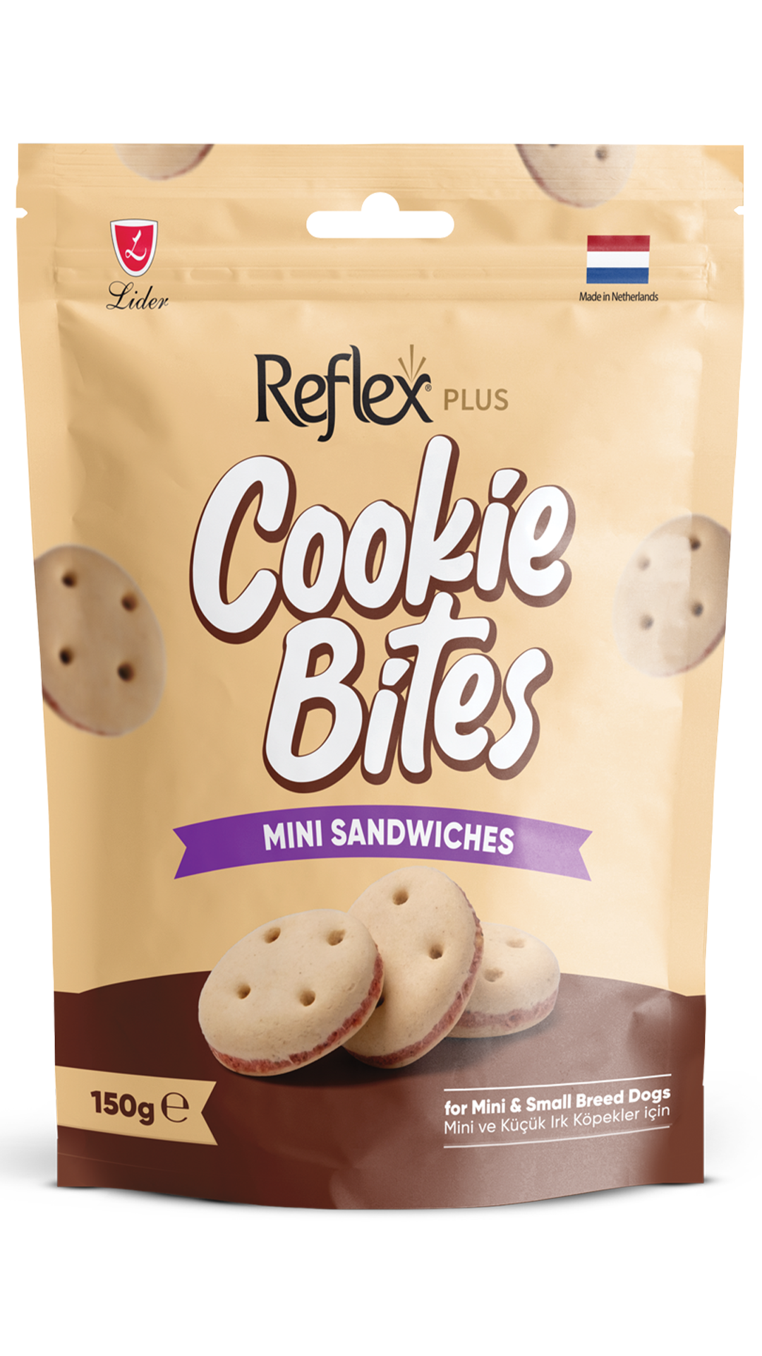 Reflex Plus Cookie Bites Mini Sandwiches Küçük Irk Köpek Ödül Maması 150g