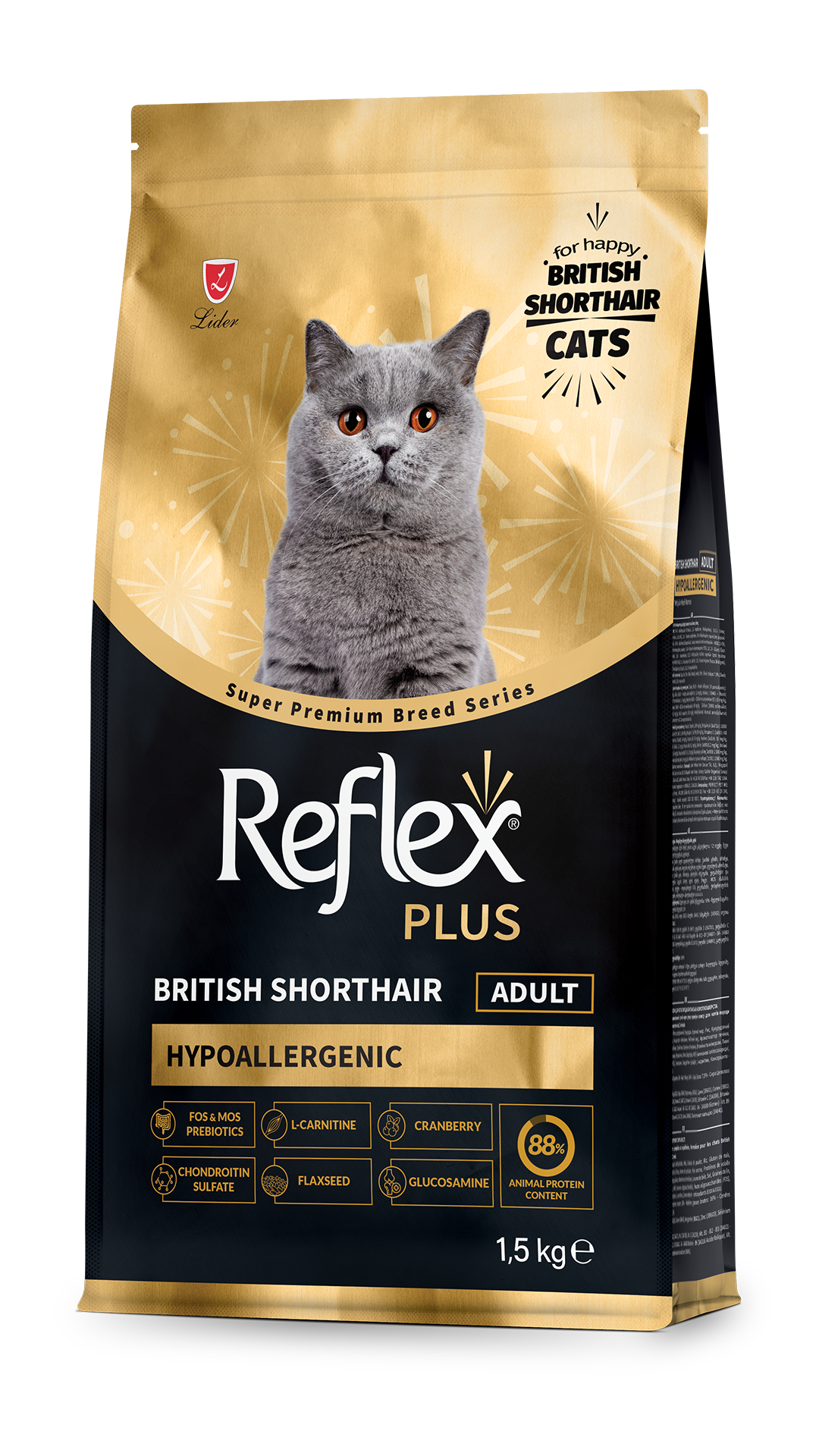 Reflex Plus HypoAllergenic British Shorthair Yetişkin Kedi Maması 1,5kg