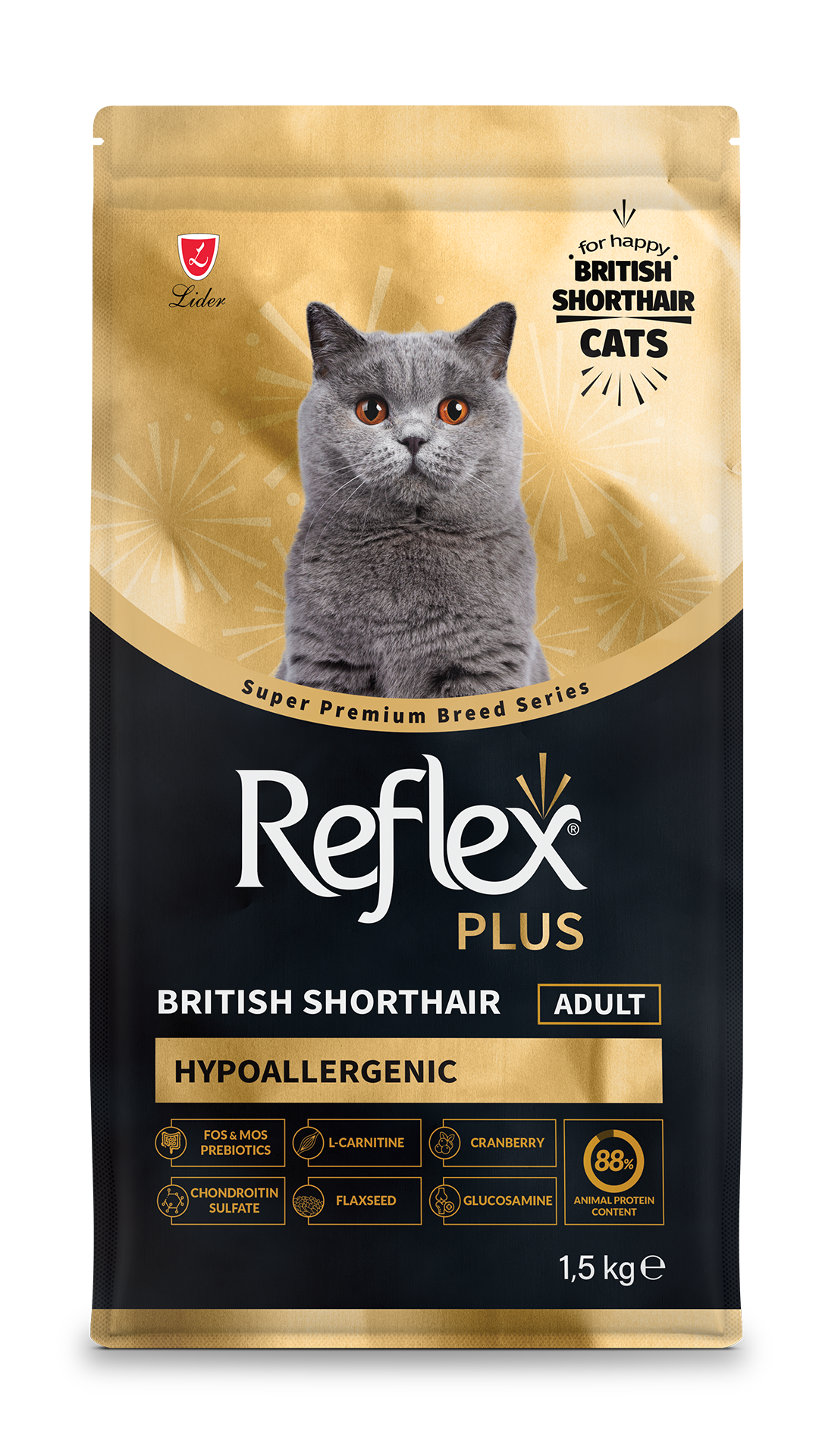 Reflex Plus HypoAllergenic British Shorthair Yetişkin Kedi Maması 1,5kg