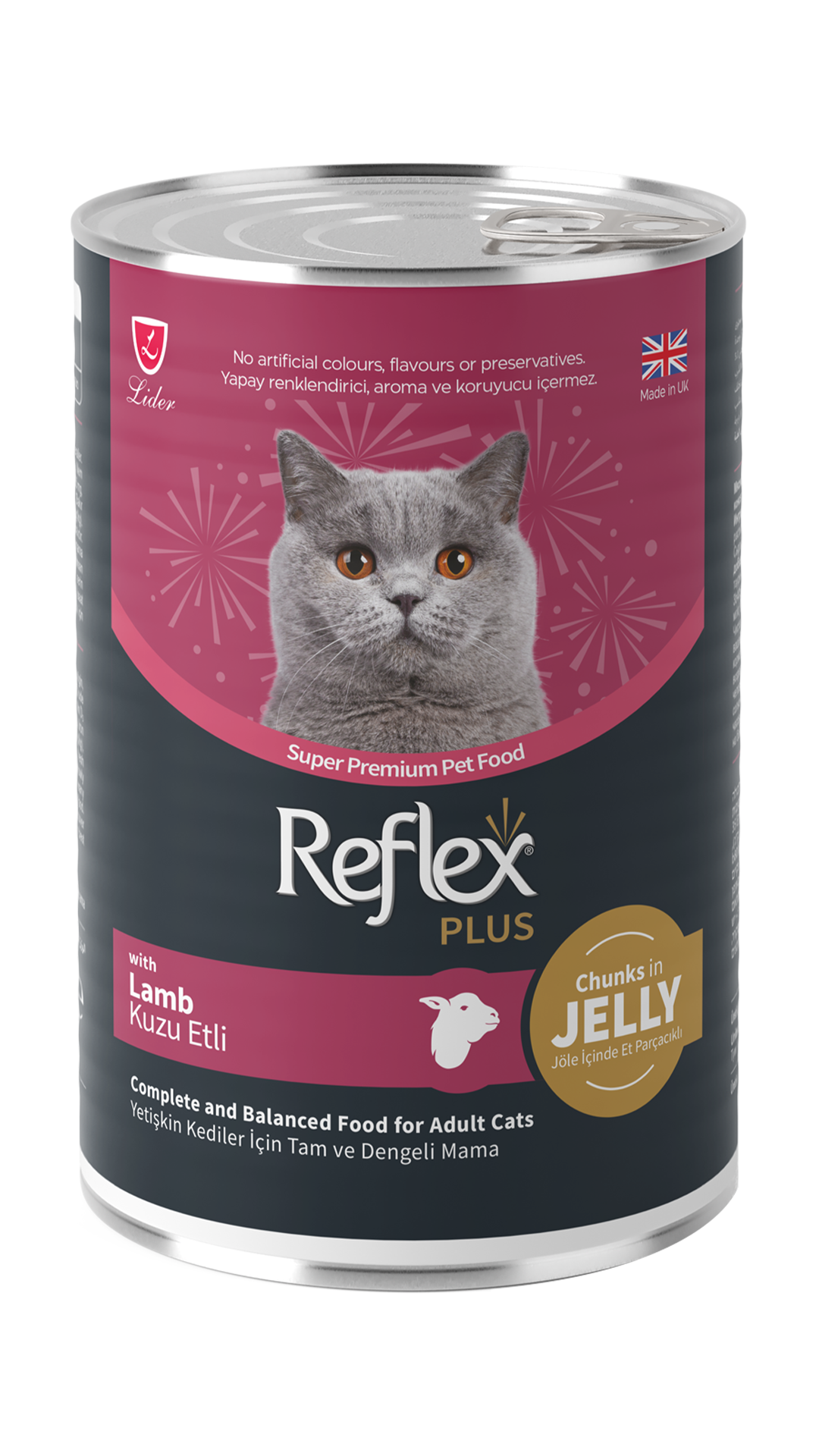 Reflex Plus Jöle İçinde Parça Kuzu Etli Yetişkin Kedi Konservesi 400gr