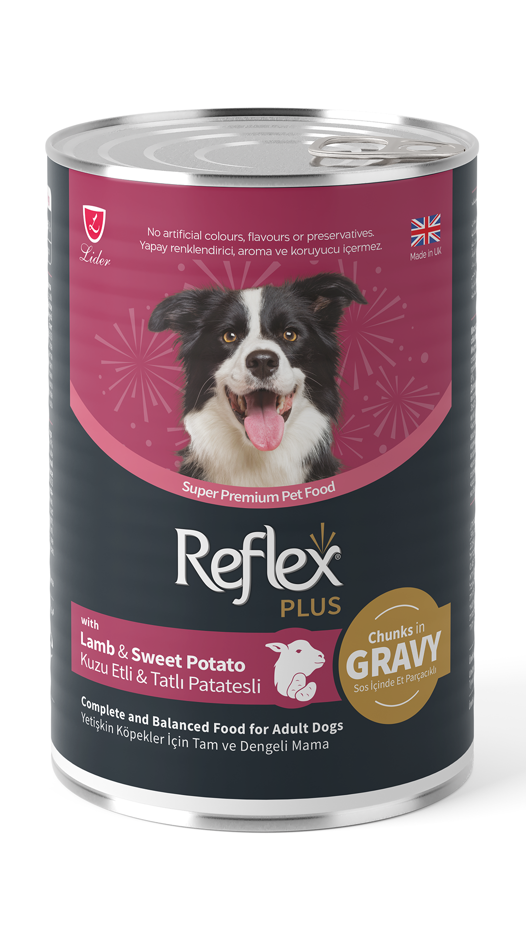 Reflex Plus Sos İçinde Parça Kuzu Etli ve Tatlı Patatesli Yetişkin Köpek Konservesi 400gr