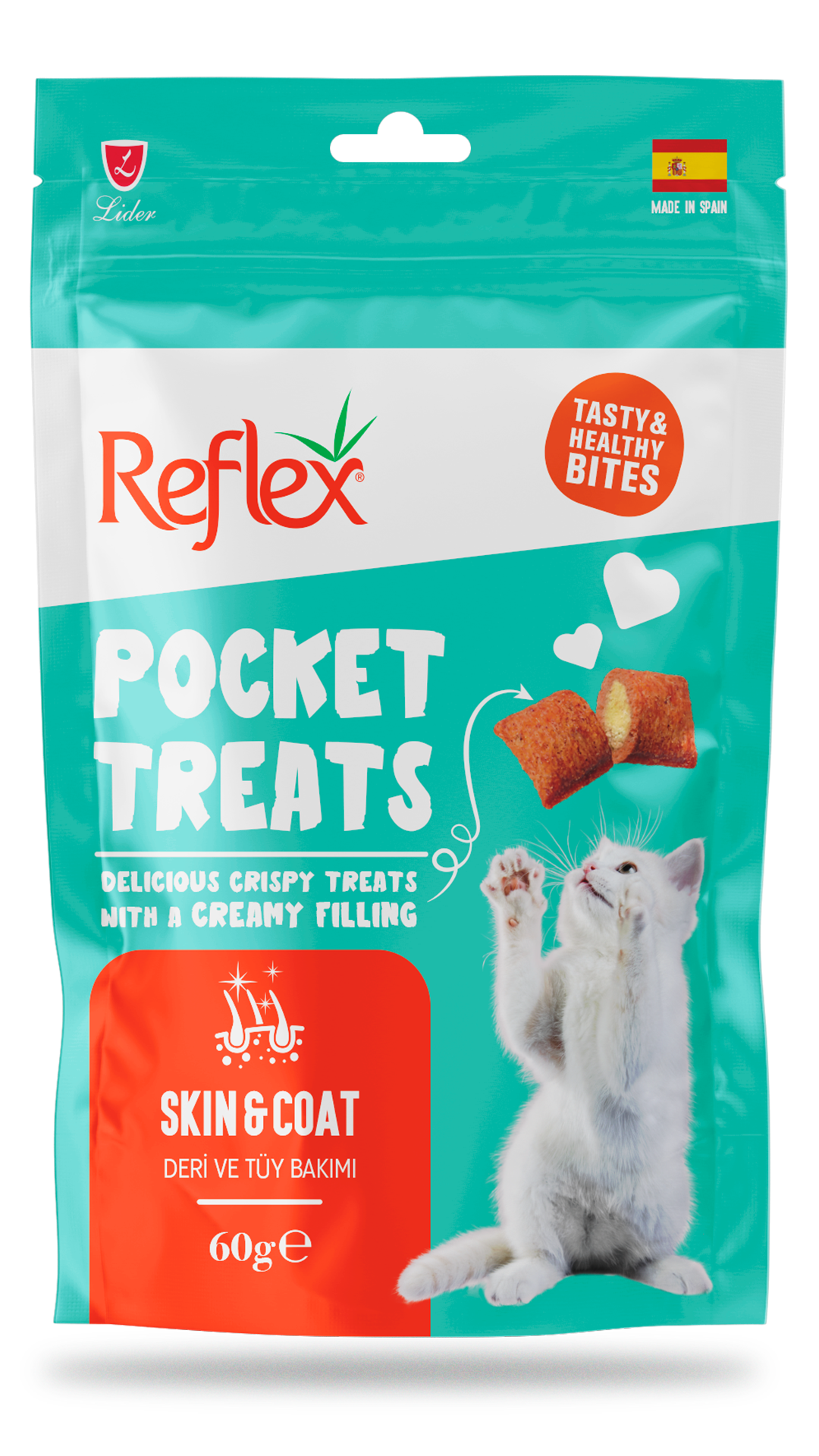 Reflex Pocket Treats Deri ve Tüy Bakımı Yetişkin Kedi Ödül Maması 60 Gr