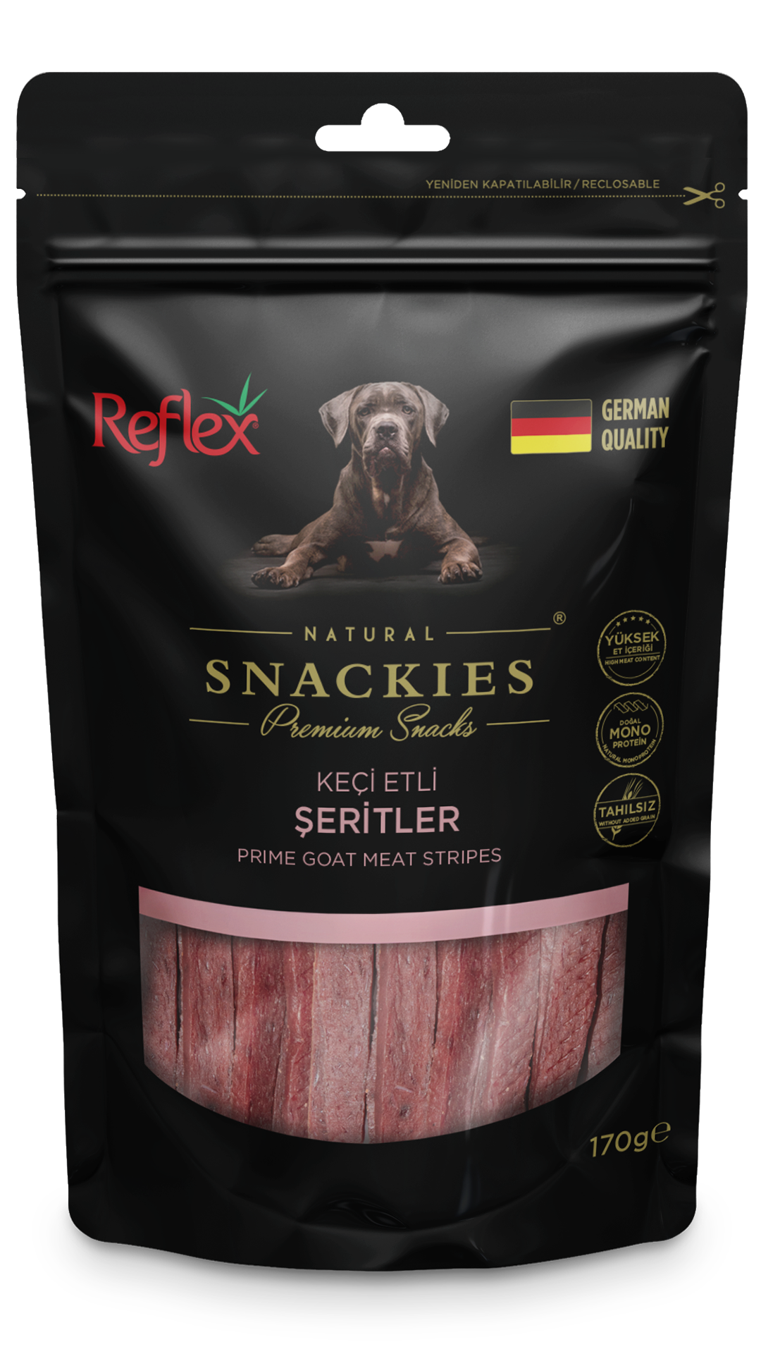 Reflex Snackies Keçi Etli Şerit Tahılsız Köpek Ödül Maması 170gr
