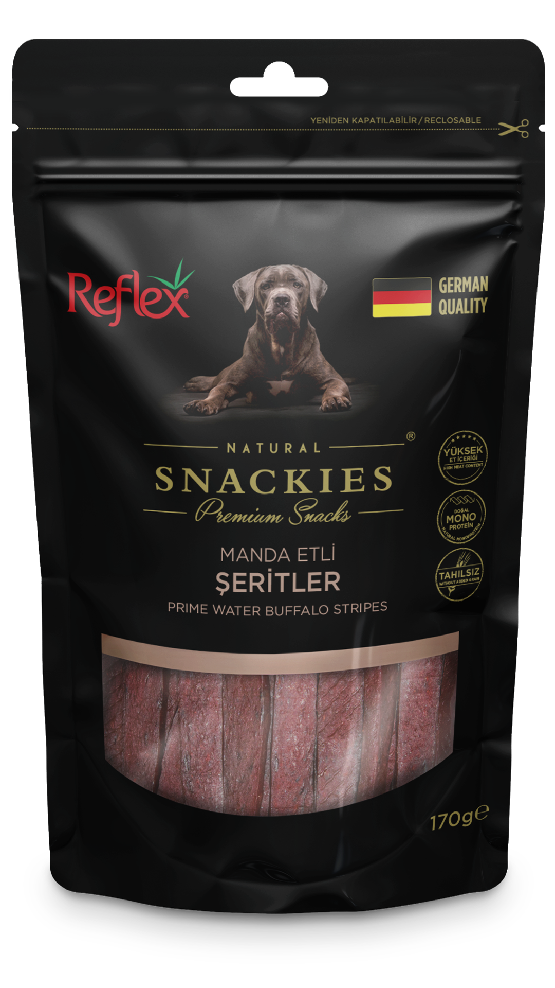 Reflex Snackies Manda Etli Şerit Tahılsız Köpek Ödül Maması 170gr