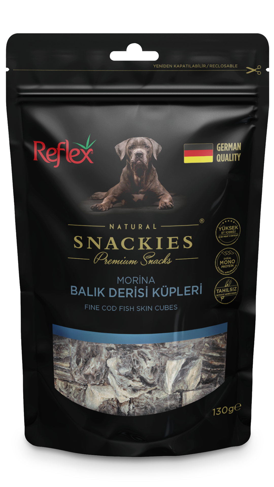 Reflex Snackies Natural Balık Derisi Küpleri Tahılsız Köpek Ödül Maması 130gr