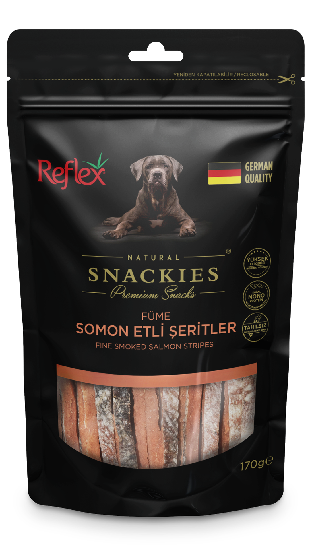 Reflex Snackies Natural Füme Somon Etli Şerit Köpek Ödül Maması 170gr