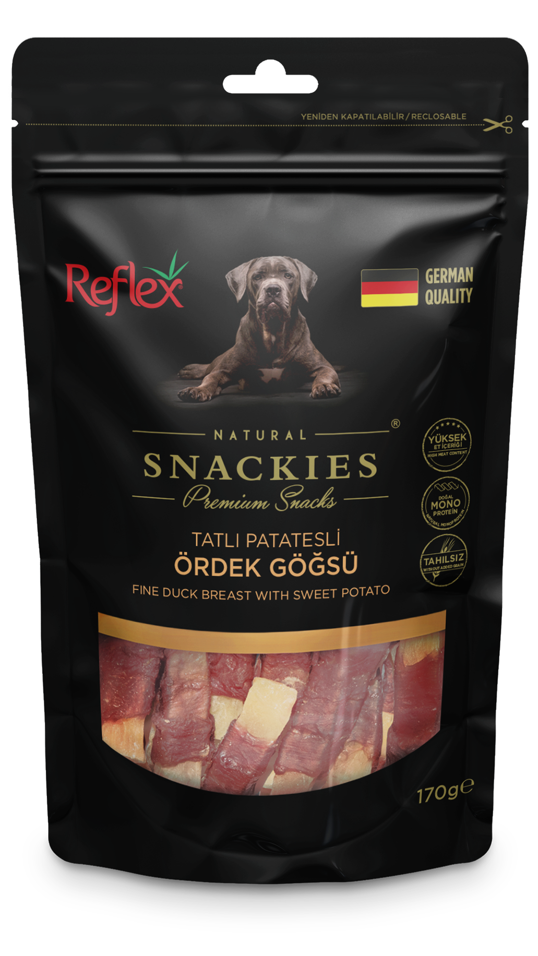 Reflex Snackies Natural Patatesli Ördek Göğsü Tahılsız Köpek Ödül Maması 170gr