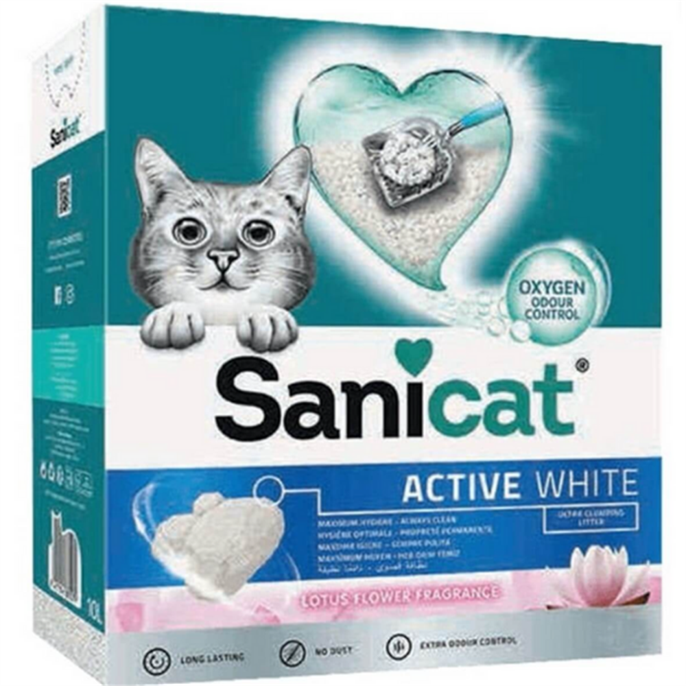 SaniCat Active White Lotus Ultra Topaklanan Kedi Kumu 10 lt