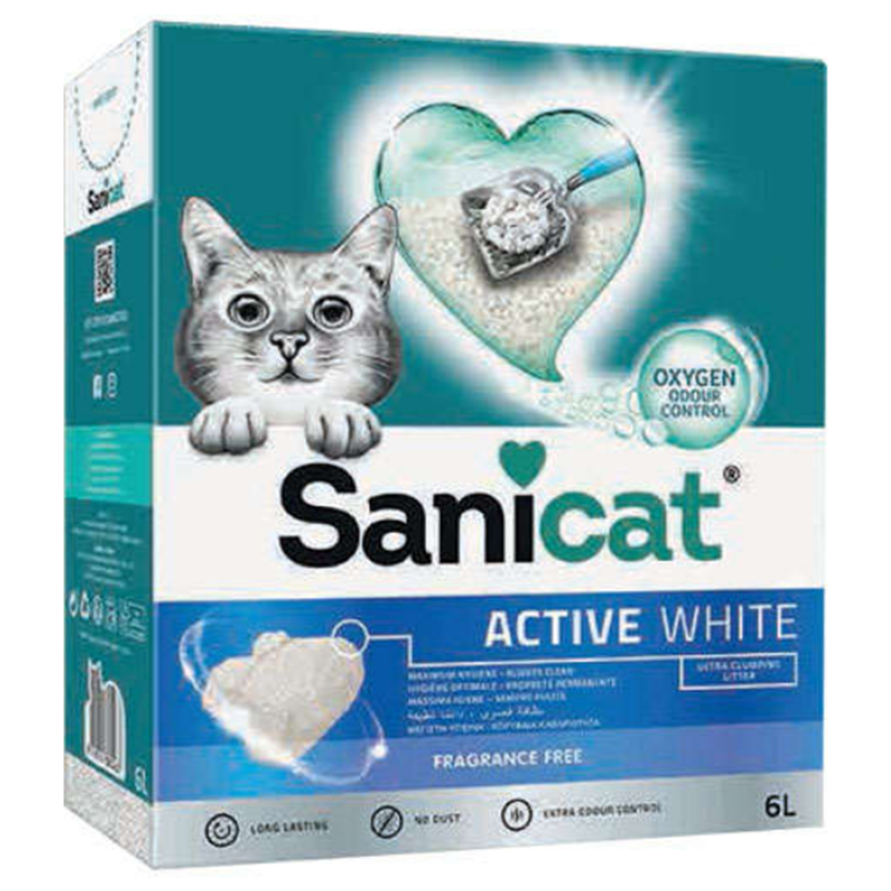Sanicat Active White Ultra Topaklanan Oksijen Control Kedi Kumu 6 Lt
