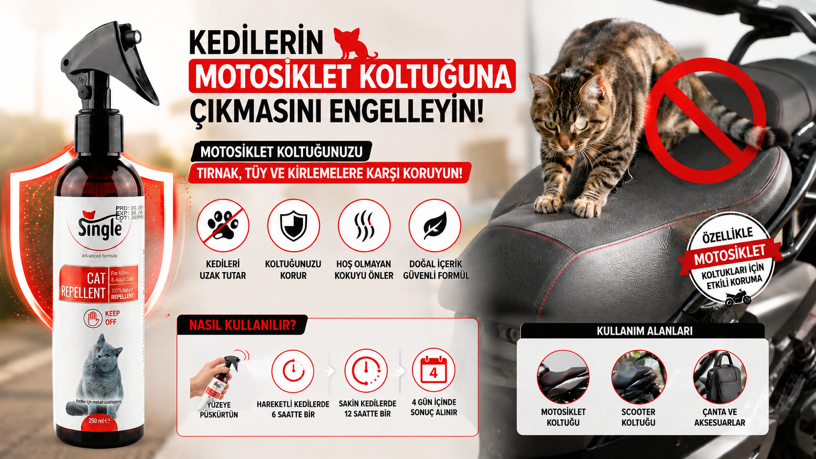 Single Keep Off Kedi Uzaklaştırıcı Kedi Kovucu Sprey 250ml