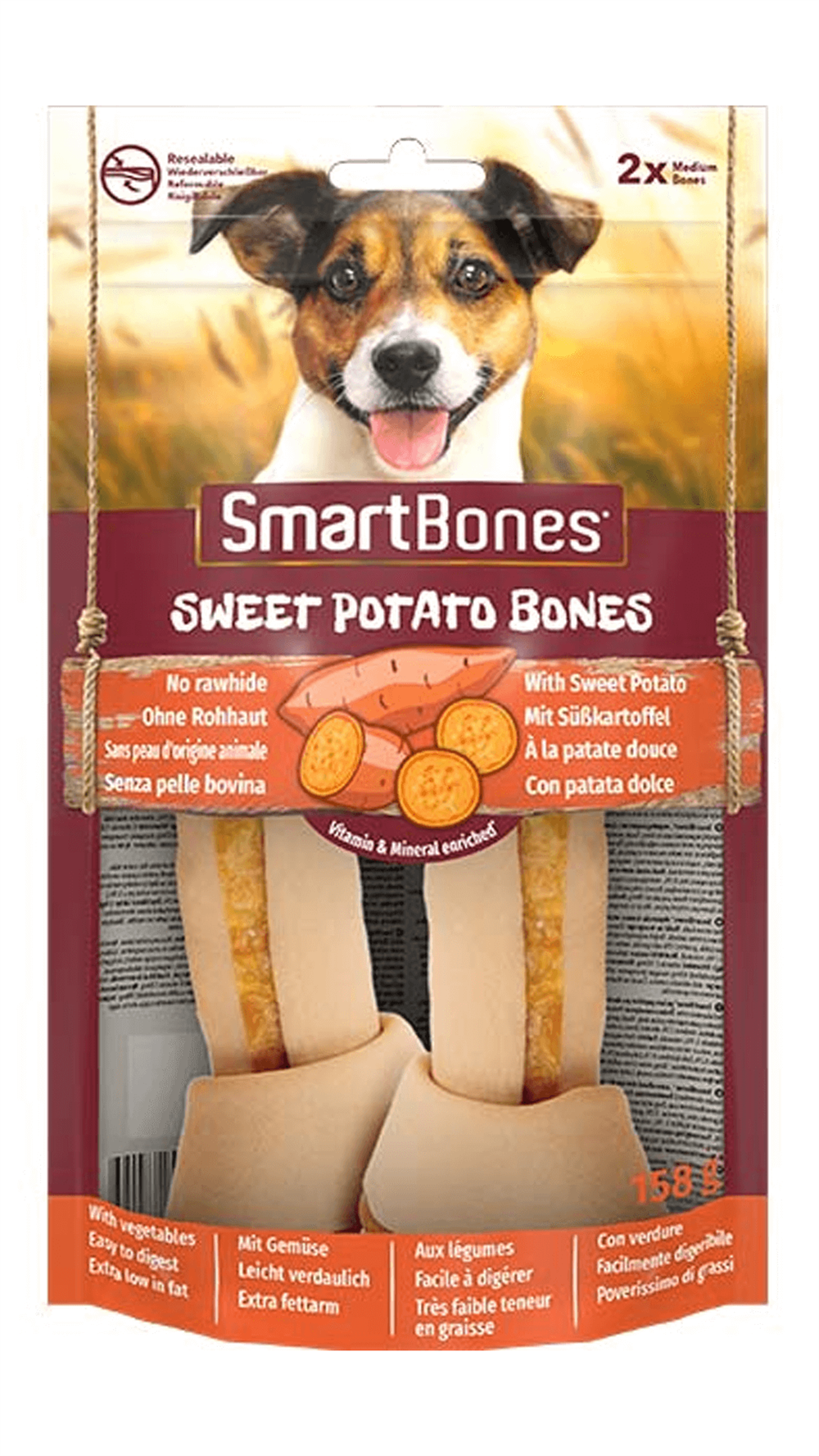 Smart Bones Orta Irk Köpekler İçin Tatlı Patatesli Düğümlü Kemik 158gr (2'li)