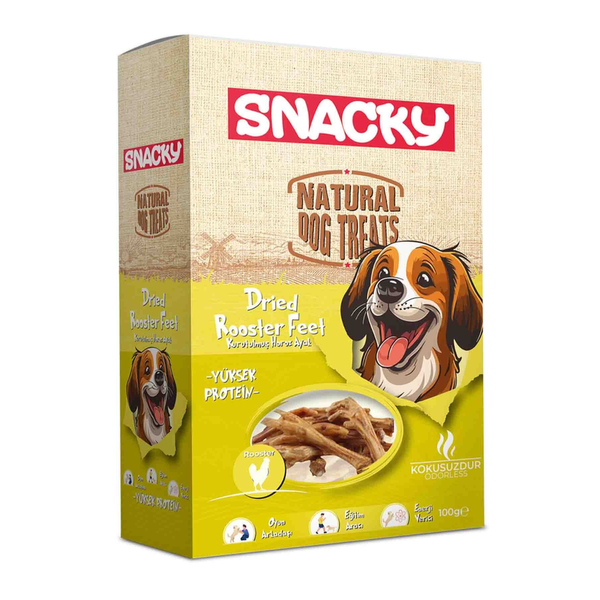 Snacky Kurutulmuş Horoz Ayak Köpek Ödül Maması 100gr