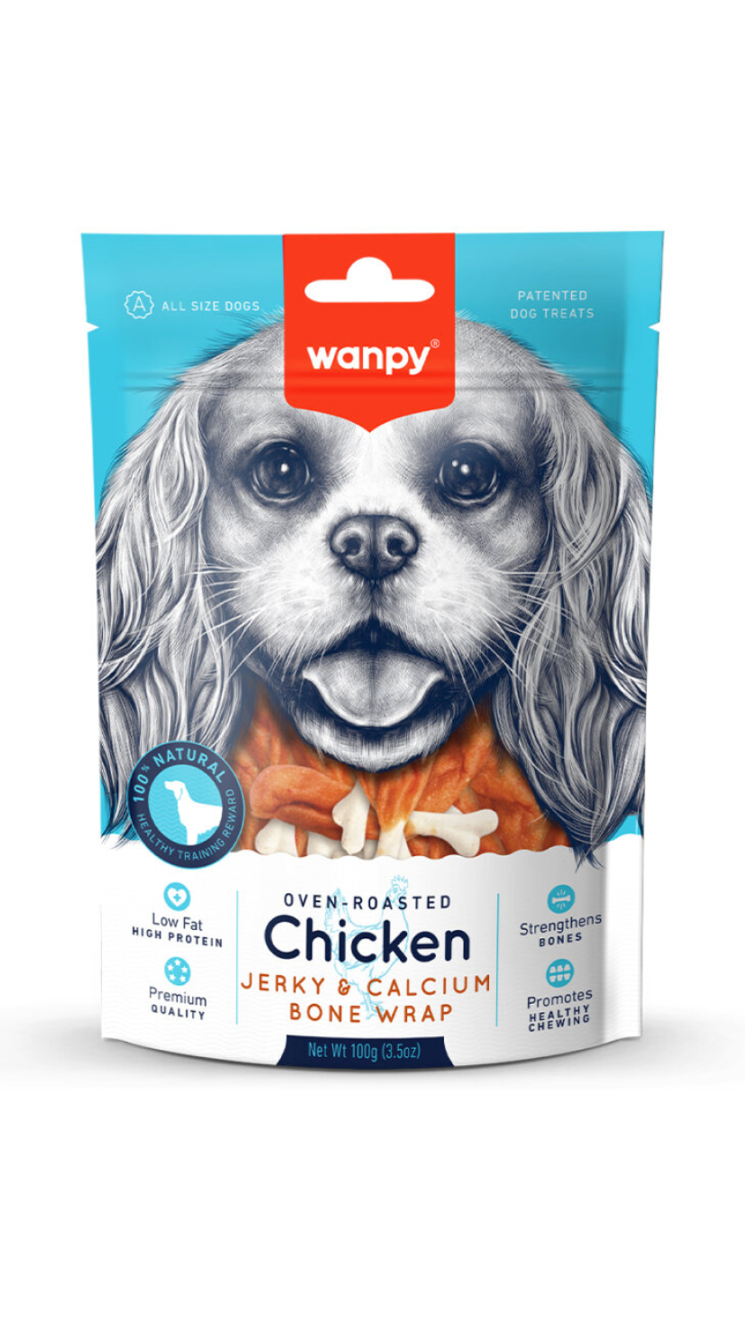 WANPY KALSİYUMLU GERÇEK TAVUK KÖPEK ÖDÜLÜ 100GR