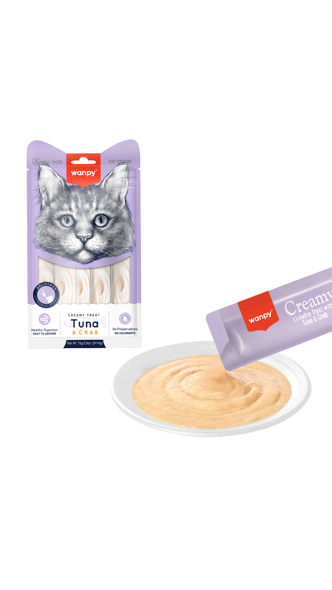 Wanpy Ton Balığı Yengeçli Sindirim Sistemi Destekleyici Sıvı Ödül Maması 5x14gr
