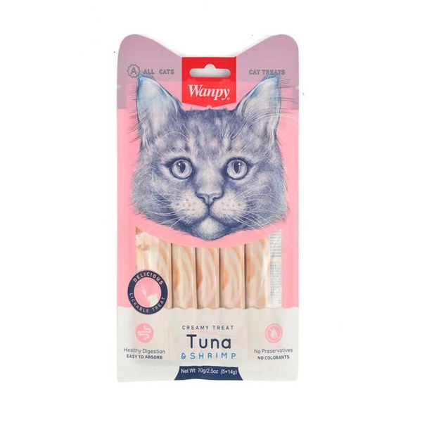 Wanpy Ton Balığı&Karides Sıvı Kedi Ödül Maması 5x14gr