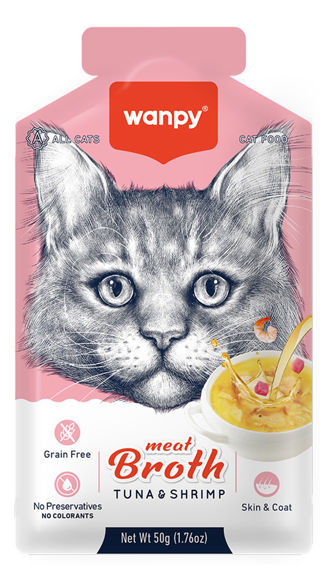 Wanpy Ton Balıklı ve Karidesli Tahılsız Kedi Çorbası 50gr