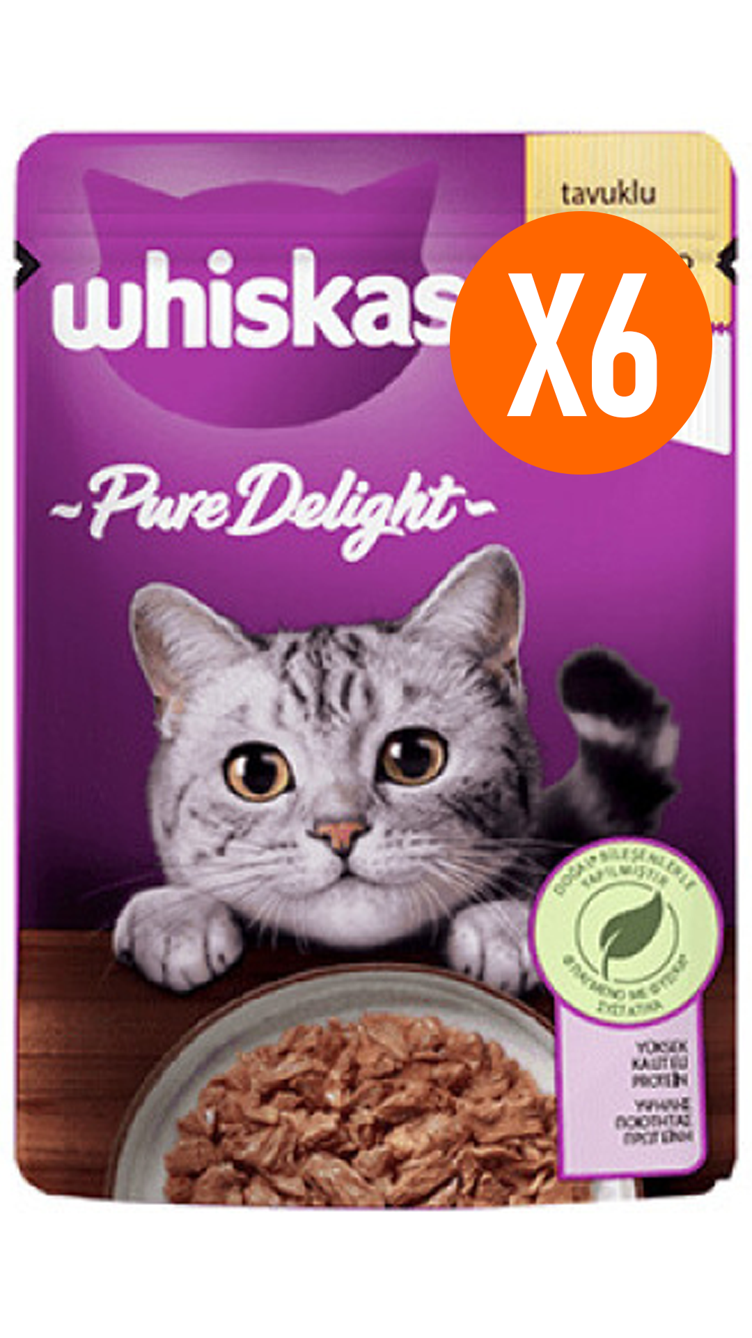 Whiskas Pouch Pure Delight Jöle İçinde Tavuklu Yetişkin Kedi Konservesi 85gr 6 Adet