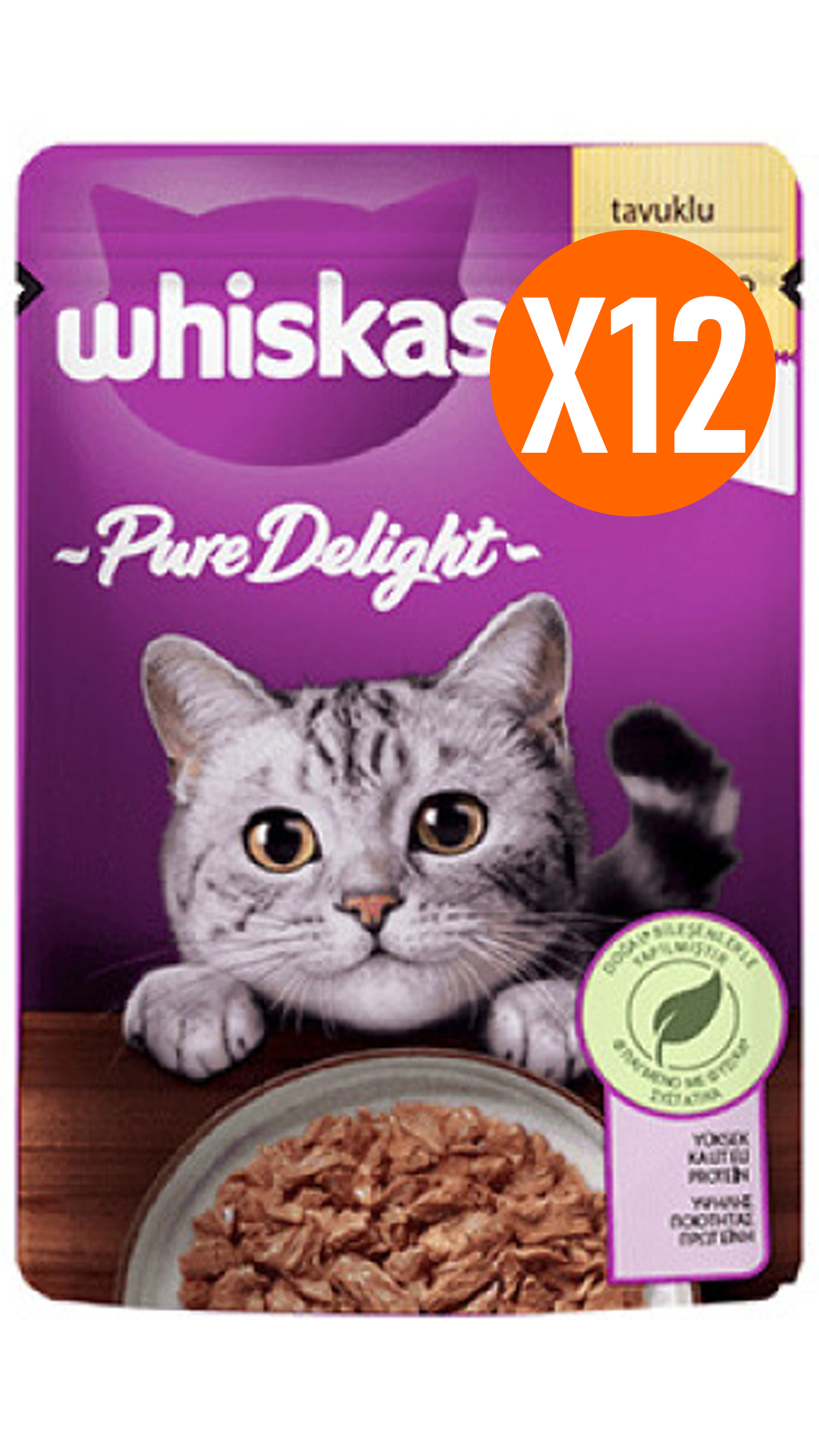 Whiskas Pouch Pure Delight Jöle İçinde Tavuklu Yetişkin Kedi Konservesi 85gr 12 Adet