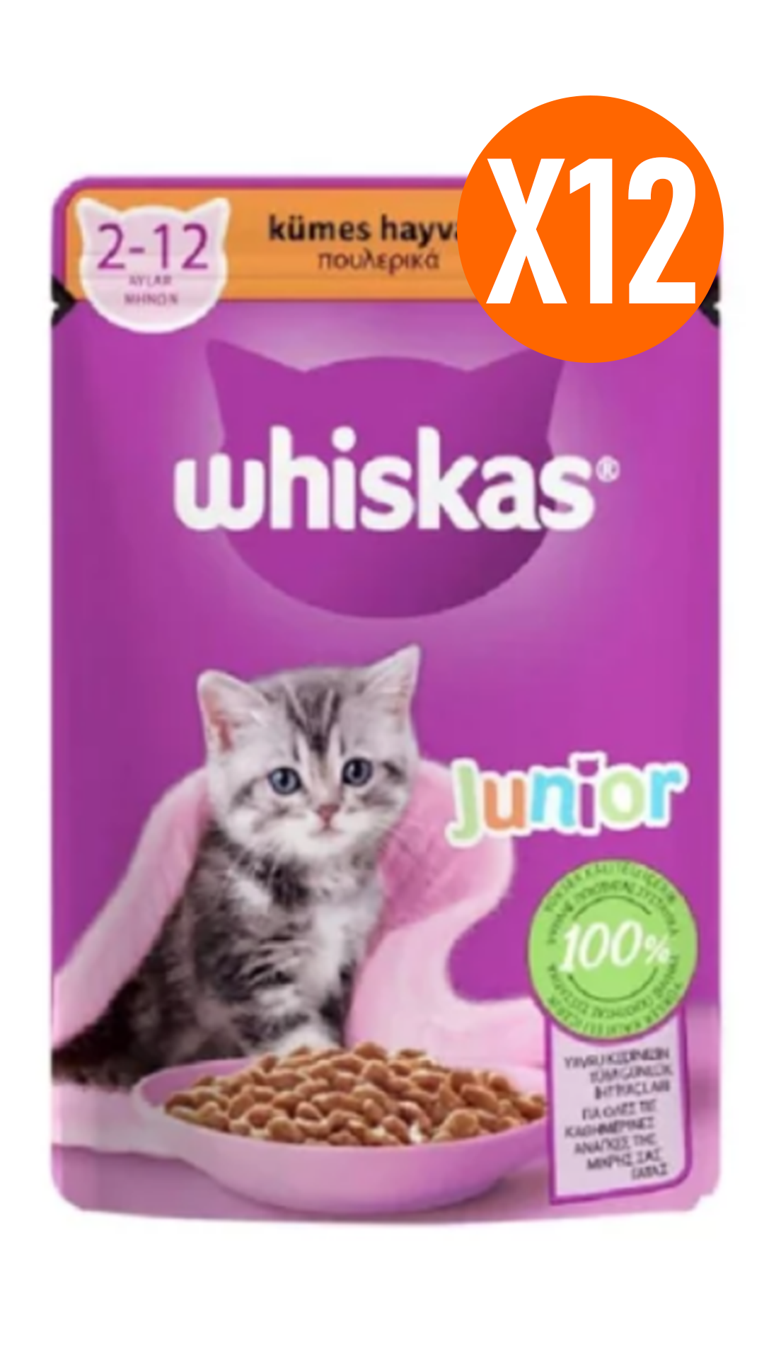 Whiskas Pouch Sos İçinde Kümes Hayvanlı Yavru Kedi Konservesi 85 Gr 12 Adet