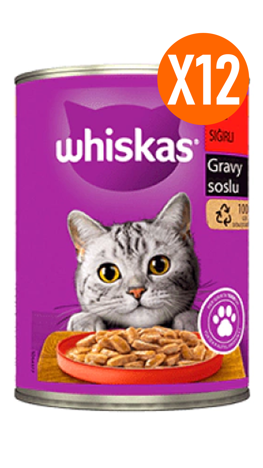 Whiskas Sos İçinde Sığır Etli Yetişkin Kedi Konservesi 400gr 12 Adet