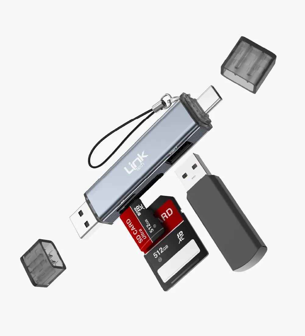 A208 USB-A / USB-C 3 in 1 TF, SD Card Reader and OTG Flash Reader