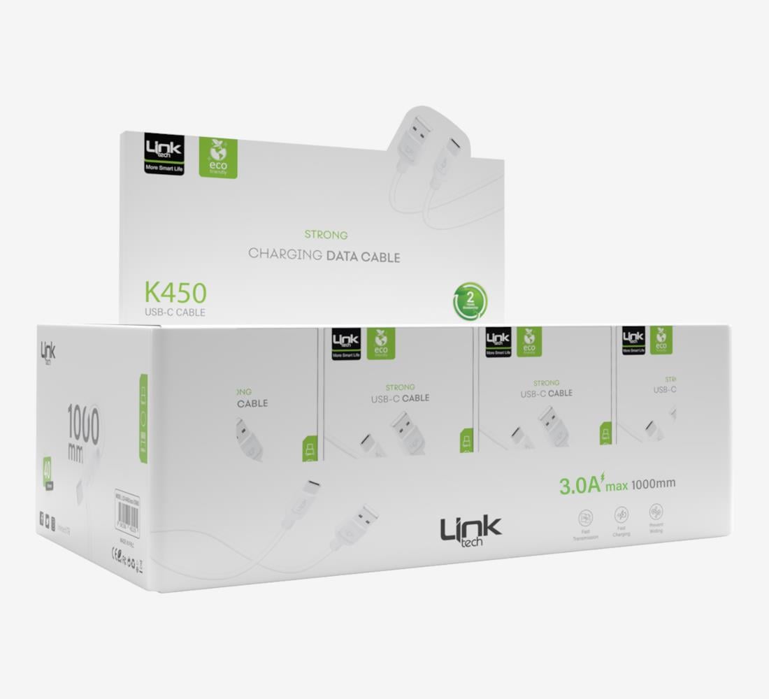 K450 Strong 1M 3A USB-A → Tip-C Çevre Dostu Şarj Kablosu