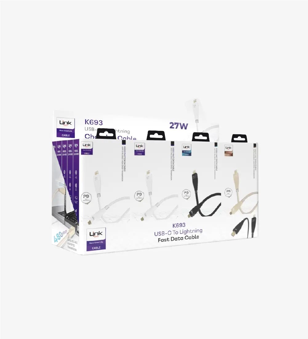 K693 Safe 1200mm 27W Tip-C → Lightning Data Kablosu 20'li Paket