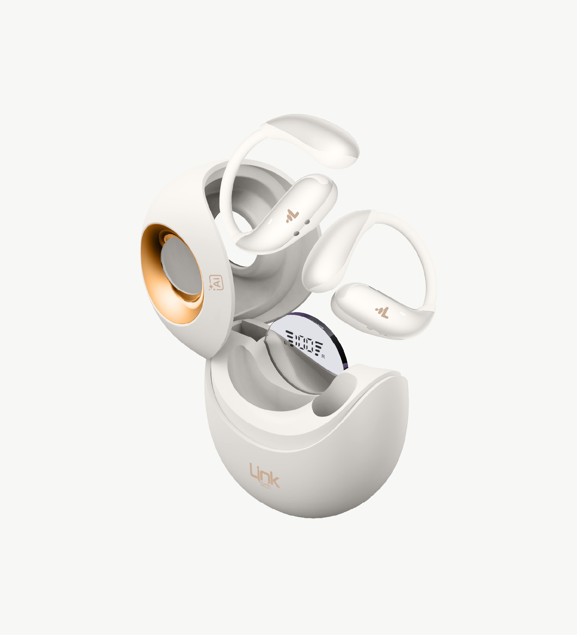 X166 Açık Kulak Tasarım Ai Dijital Ekranlı Bluetooth Kulaklık