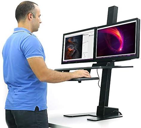 AksesuarlarOUTLET Dark WS20 Çift Monitör Destekli, Sit-Stand Elektrikli Yükseklik Ayarlı Masaüstü İş İstasyonu Monitör Kolu