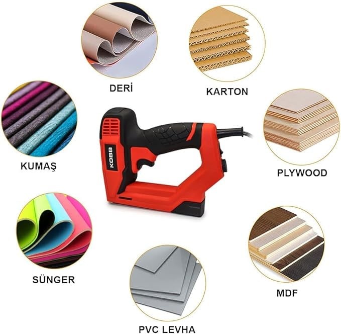 Çivi Çakma MakineleriKOBB KBZ200B 8-16mm Zımba ve 15-16mm Profesyonel Çivi Çakma Makinesi + 3000 adet Yedek Zımba ve Çivi