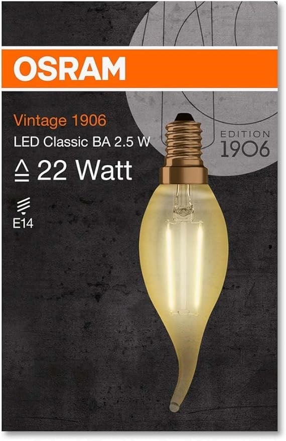 E14 TipOUTLET Osram Vintage 1906, Ampül, Cam, Beyaz, 15x20x10 cm