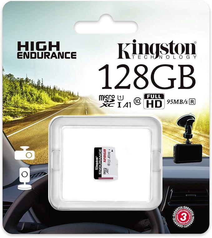 Hafıza KartlarıOUTLET Kingston High-Endurance 128GB microSD Hafıza Kartı, Güvenlik ve Araç Kameraları İçin 95MB/s-45MB/s Okuma ve Yazma UHS-1 SDCE/128GB, Siyah/Beyaz