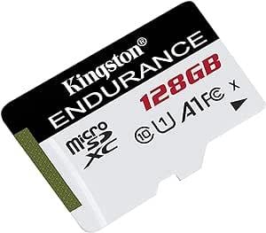 Hafıza KartlarıOUTLET Kingston High-Endurance 128GB microSD Hafıza Kartı, Güvenlik ve Araç Kameraları İçin 95MB/s-45MB/s Okuma ve Yazma UHS-1 SDCE/128GB, Siyah/Beyaz