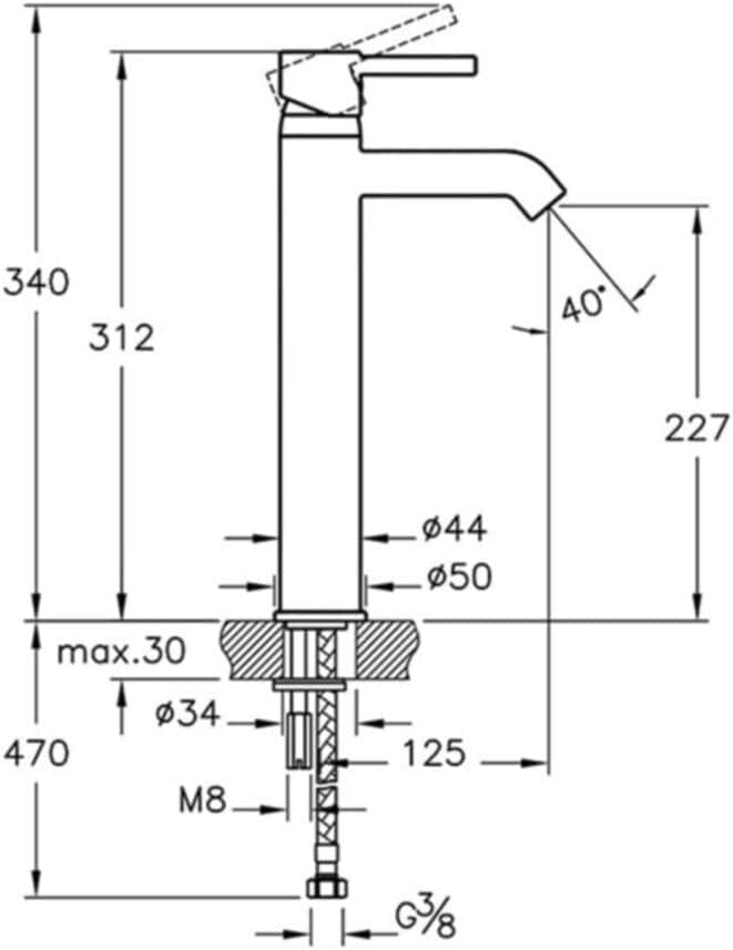 Lavabo BataryalarıArtema Minimax S A41990 Yüksek Lavabo Bataryası, Krom