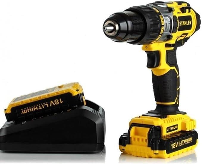 Normal ve Darbeli MatkaplarOUTLET Stanley STDC18LHBK Li/Ion Çift Akülü Profesyonel Darbeli Matkap, 18V, 2,0Ah, 1600 Dev/Dk, Sarı/Siyah