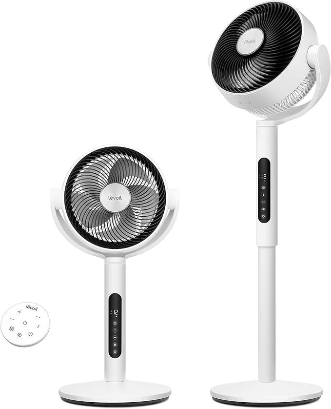 Vantilatörler ve FanlarLevoit 20dB Ayaklı Fan, Sessiz, Sensörlü ve Uzaktan Kumandalı, Salınımlı, Saatte 2465 Metreküp Hava Hacmi, Dört Dakikada Hava Sirkülasyonu, Dört Mod, 12 Seviye, 12 Saat Zamanlayıcı