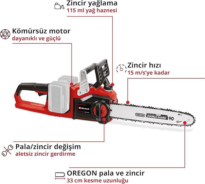 Zincirli TesterelerEinhell Professional Akülü Zincirli Testere GP-LC 36/35 Li-Solo Power X-Change (Li-Ion, 36 V, 33 cm kesim uzunluğu, 15 m/s kesim hızı, kömürsüz motor, akü ve şarj cihazı dahil değildir) - 4501780