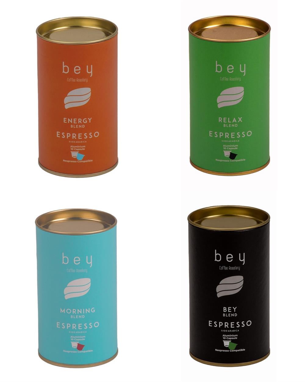 BEY COFFEE ROASTERY Tanışma Paketi Nespresso Uyumlu Aluminyum Kapsül Kahve Seti 4 x 10'lu