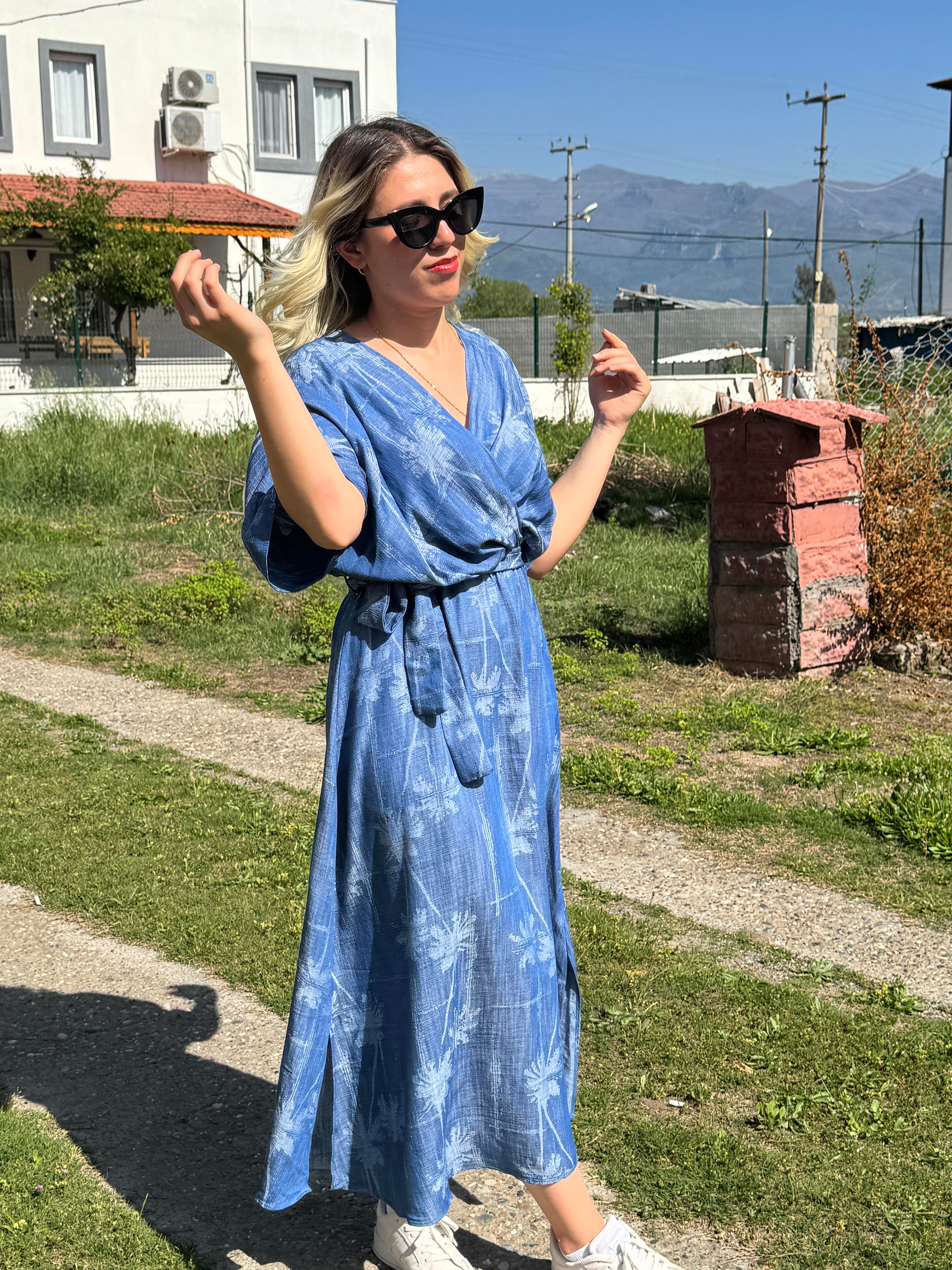 Kruvaze Tensel Kot Elbise-açık