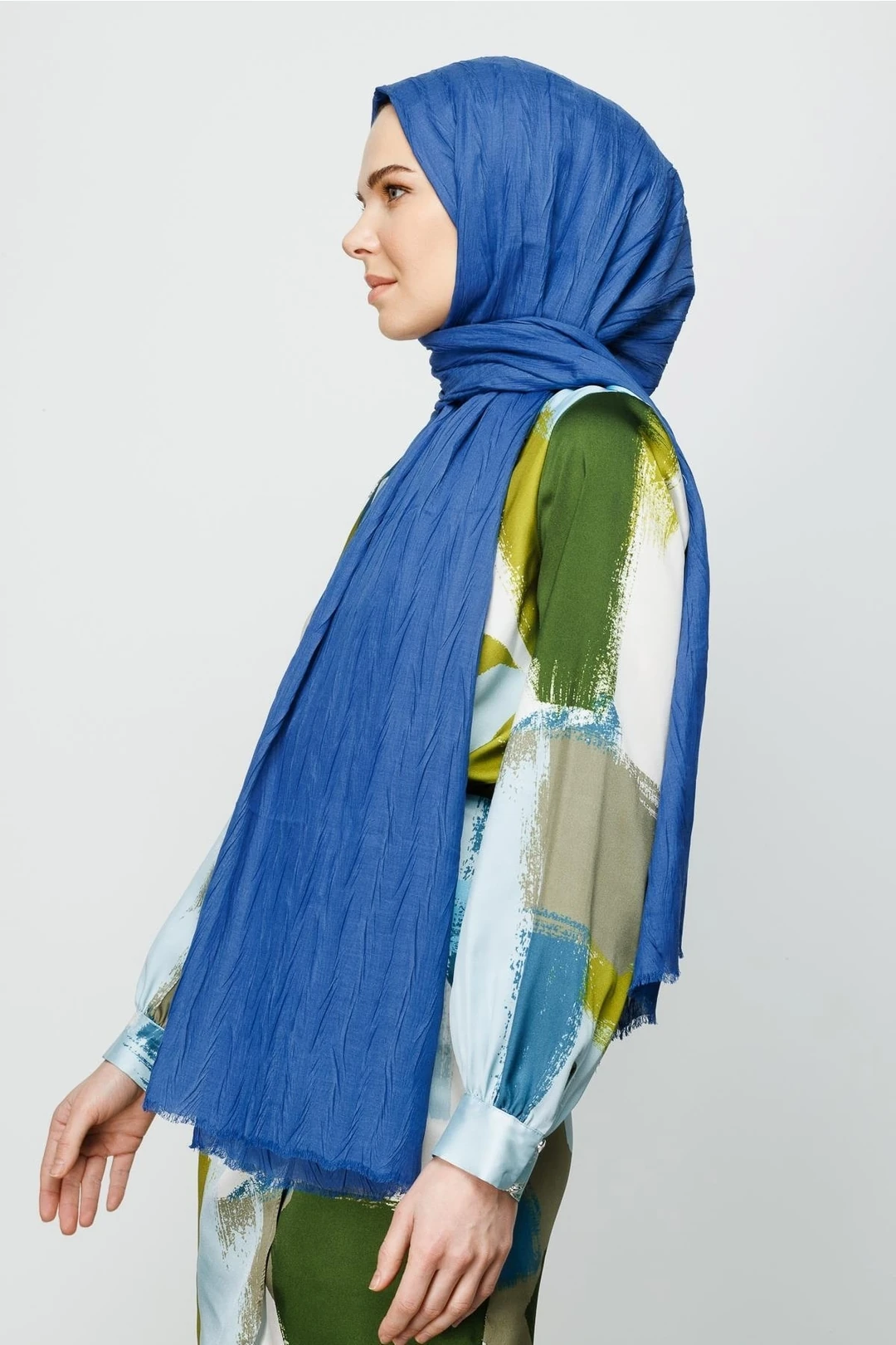 Piliseli Bambu Şal- indigo