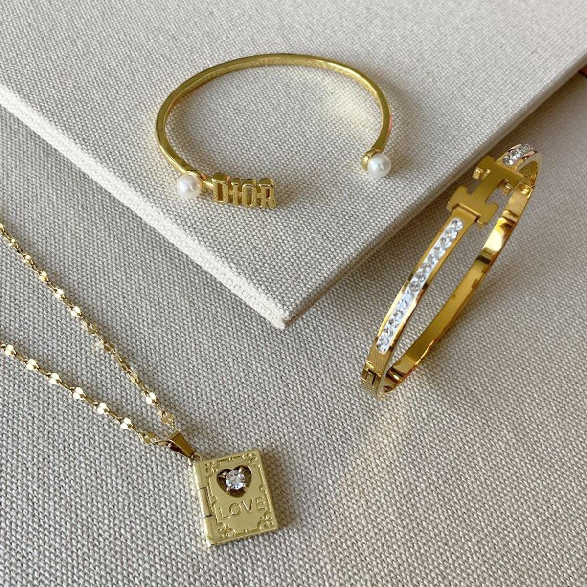 2'li Kelepçe Gold Kolye Set