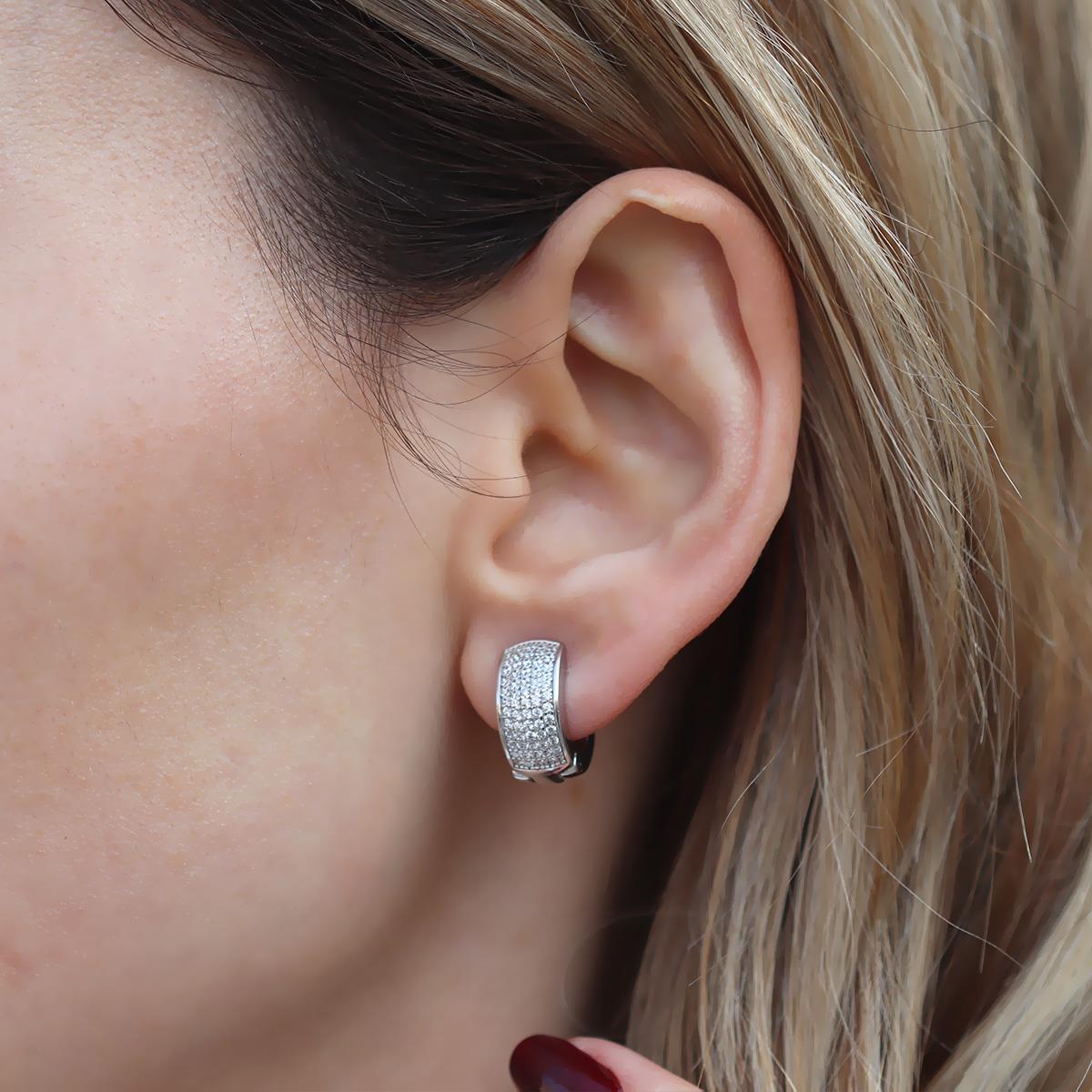 Alice Çift Taraflı Renkli Mine İşli Gümüş Halka Küpe