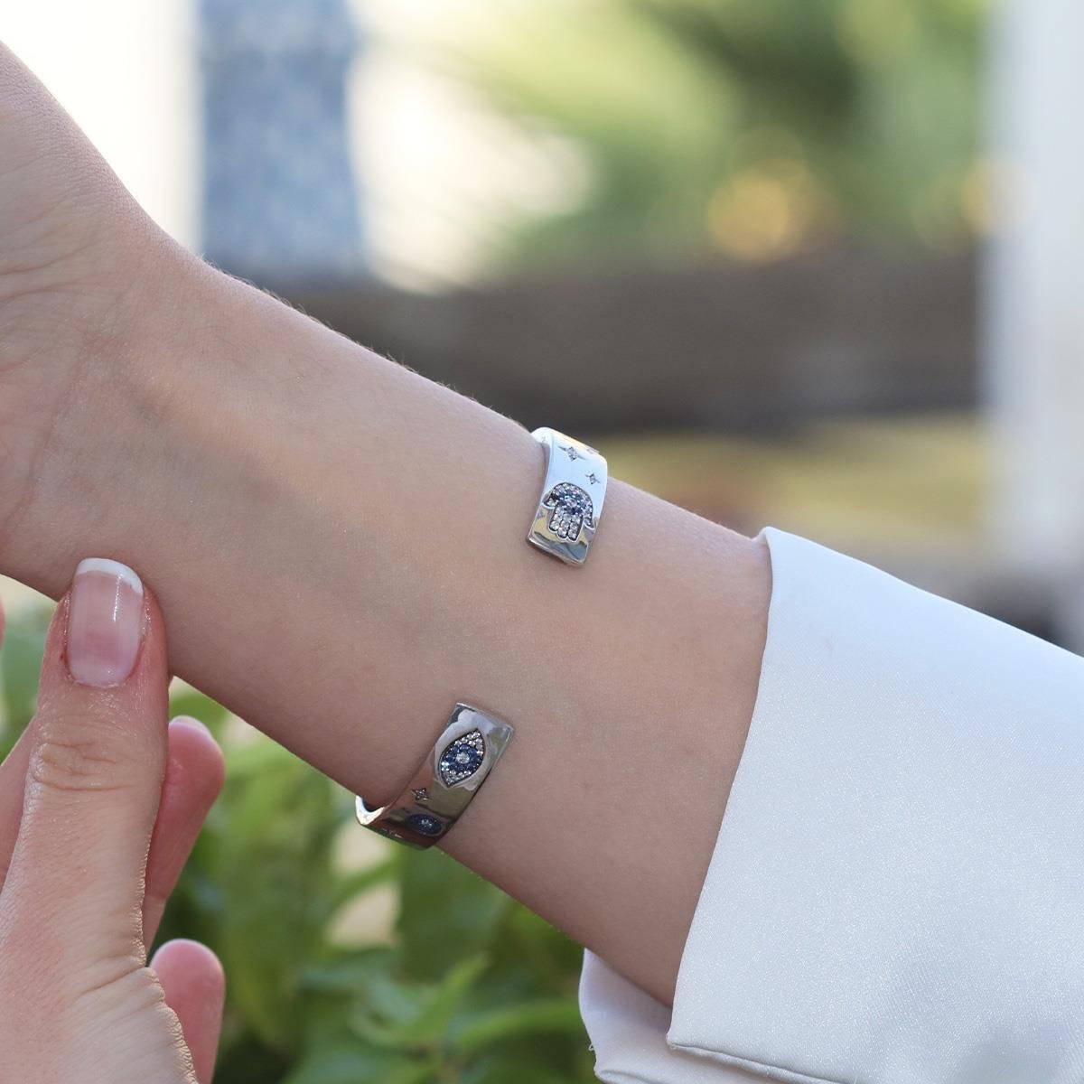 Apm Modeli Figürlü Şans Gümüş Kelepçe