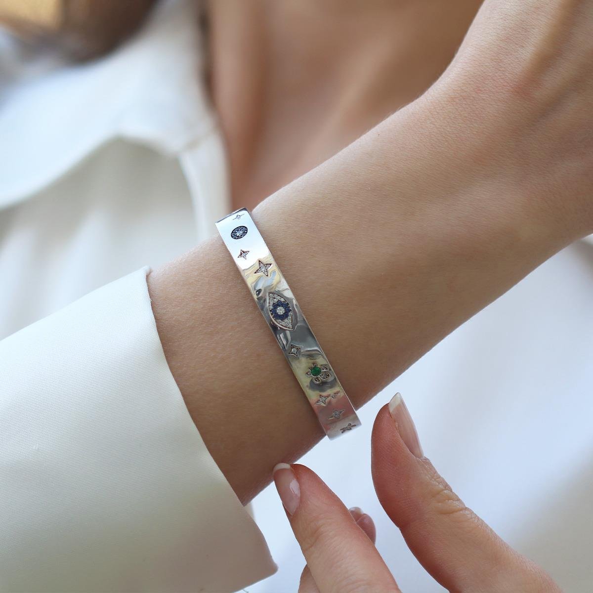 Apm Modeli Figürlü Şans Gümüş Kelepçe